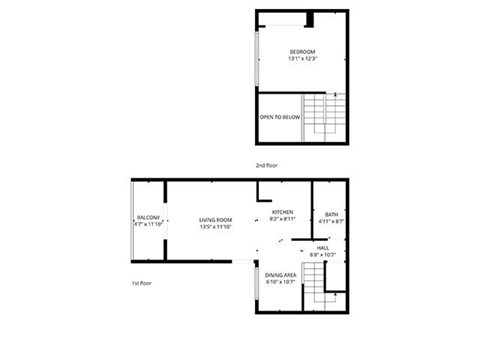 Floor plan for 1 bed, 1 bath, 692 sqft