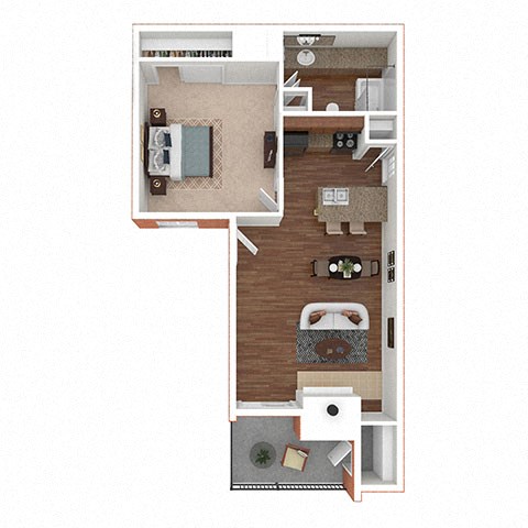 Floor plan for 1 bed, 1 bath, 471 sqft