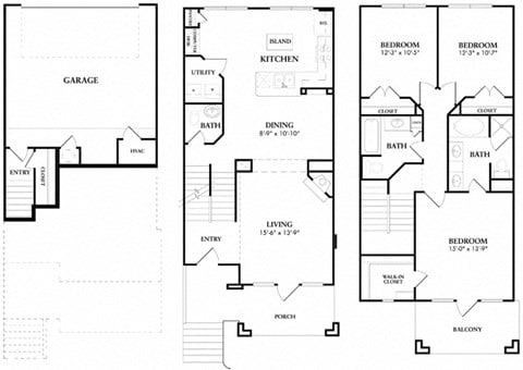 Floor plan for 3 beds, 2.5 baths, 1621 sqft