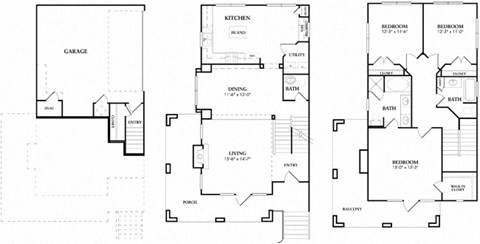 Floor plan for 3 beds, 2.5 baths, 1766 sqft