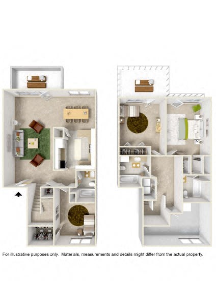 Floor plan for 3 beds, 3 baths, 1822 sqft