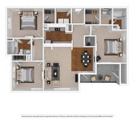 Floor plan for 3 beds, 2 baths, 1667 sqft