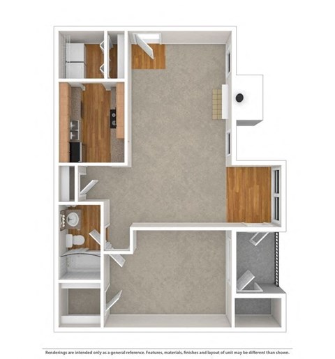 Floor plan for 1 bed, 1 bath, 900 sqft