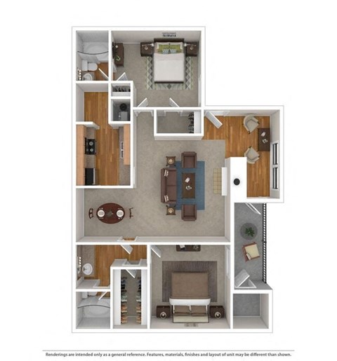 Floor plan for 2 beds, 2 baths, 1200 sqft
