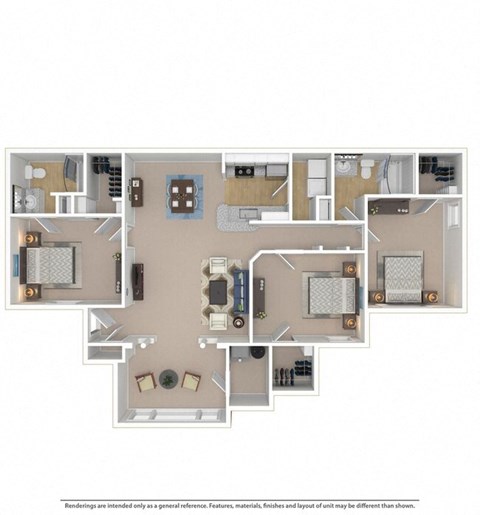 Floor plan for 3 beds, 2 baths, 1422 sqft