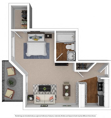 Floor plan for studio, 1 bath, 457 sqft