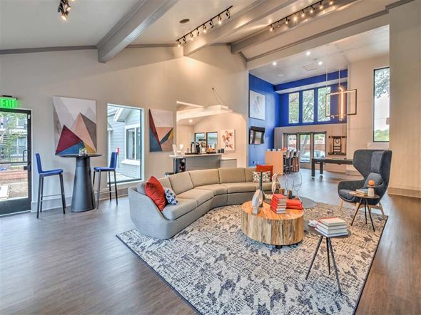 Dallas apartment for rent - Resident Lounge with Media and Coffee Station at Sutton Place, Dallas