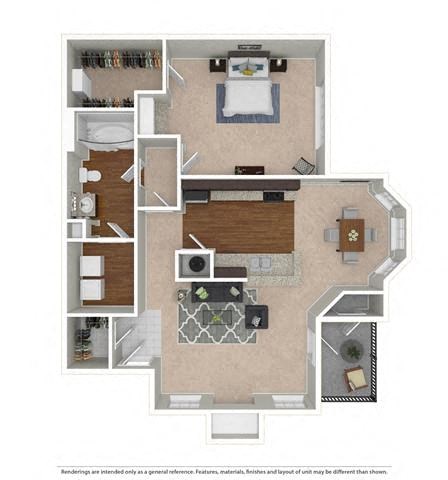 Floor plan for 1 bed, 1 bath, 818 sqft