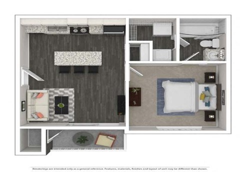 Floor plan for 1 bed, 1 bath, 550 sqft