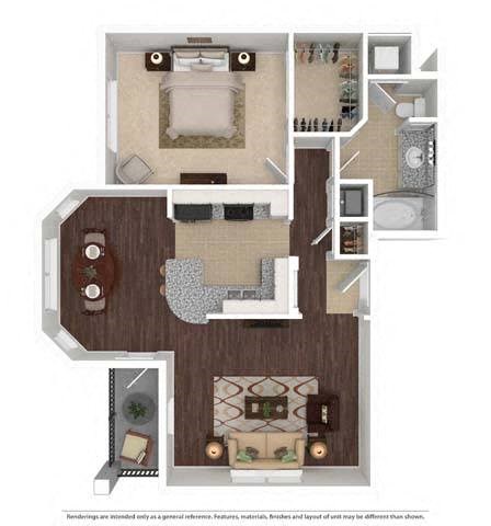 Floor plan for 1 bed, 1 bath, 900 sqft