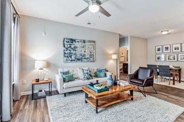 Charlotte apartment for rent - a living room with a couch and a coffee table