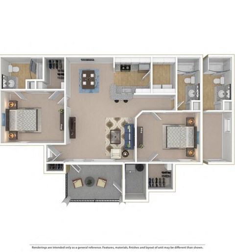 Floor plan for 2 beds, 2 baths, 1062 sqft