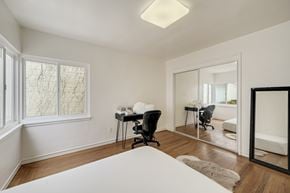 Oakland apartment for rent - A white room with a desk and chairs.