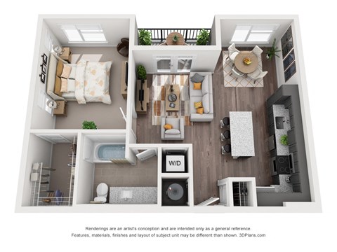 Floor plan for 1 bed, 1 bath, 826 sqft