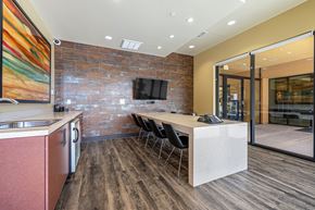 Phoenix apartment for rent - a kitchen with a counter and a table with chairs