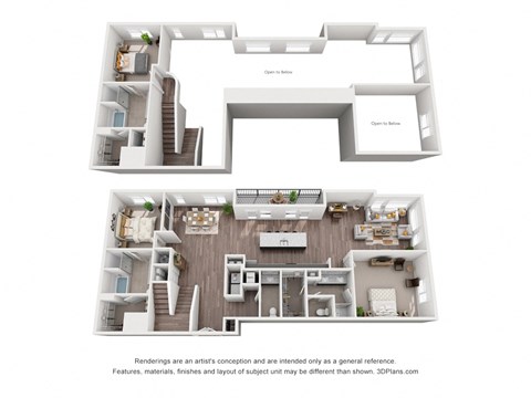 Floor plan for 3 beds, 3 baths, 2407 sqft