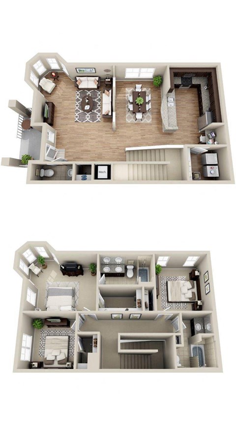 Floor plan for 3 beds, 2 baths, 1744 sqft