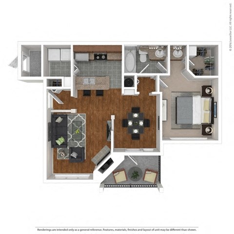 Floor plan for 1 bed, 1 bath, 809 sqft