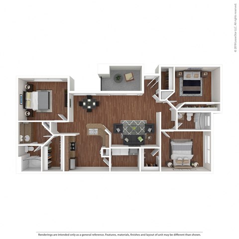 Floor plan for 3 beds, 2 baths, 1325 sqft