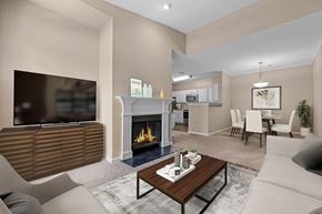 Atlanta apartment for rent - a living room with a fireplace and a television