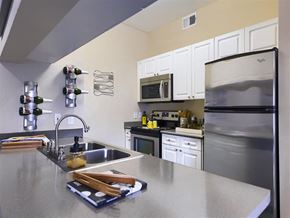 Lakewood apartment for rent - a kitchen with stainless steel appliances and a counter top