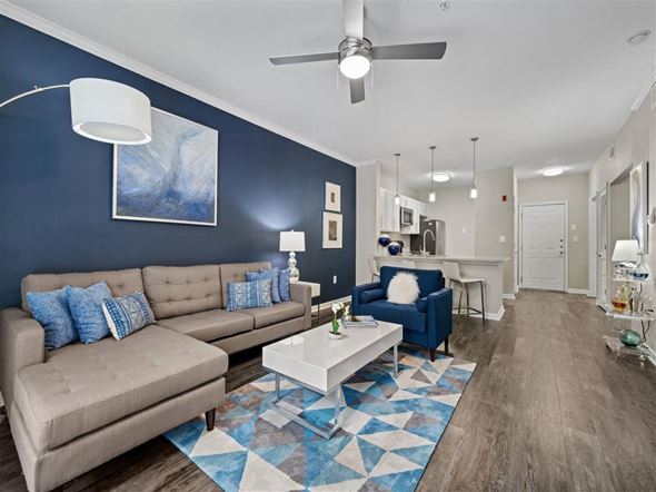 Atlanta apartment for rent - a living room with a couch and a coffee table