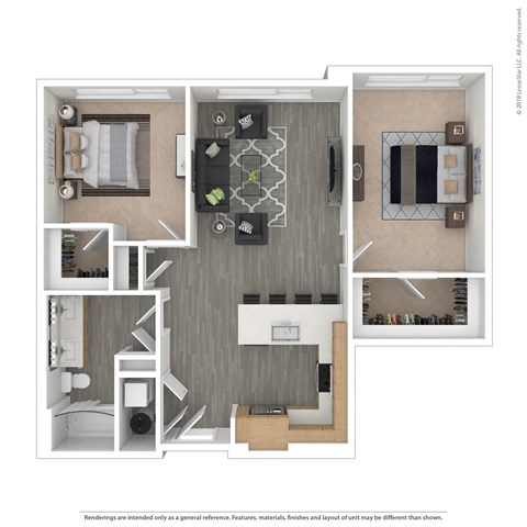 Floor plan for 2 beds, 1 bath, 1006 sqft