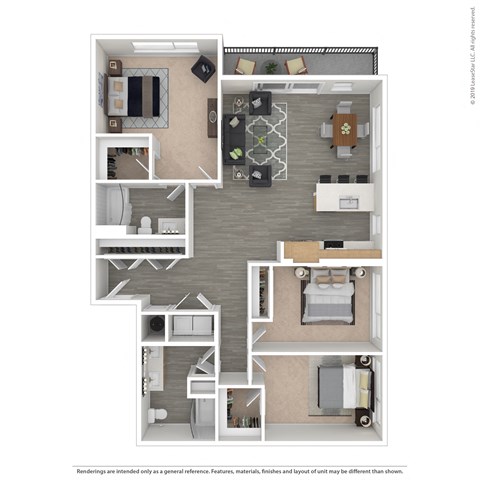 Floor plan for 3 beds, 2 baths, 1458 sqft