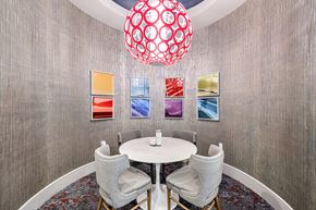 Austin apartment for rent - a dining room with a round table and chairs