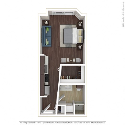 Floor plan for studio, 1 bath, 467 sqft