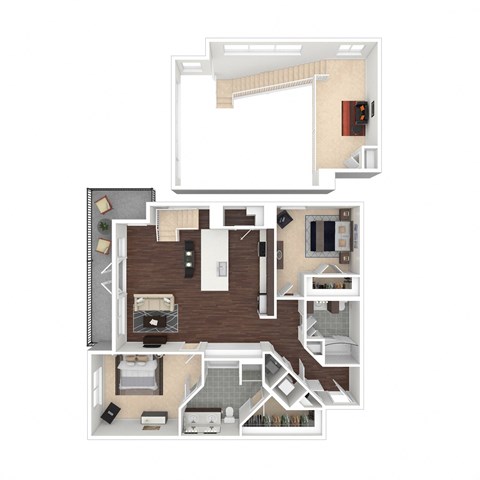Floor plan for 2 beds, 2 baths, 1408 sqft