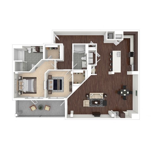 Floor plan for 2 beds, 2 baths, 1649 sqft