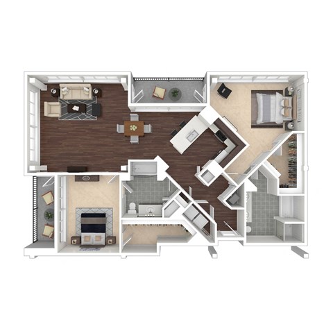 Floor plan for 2 beds, 2 baths, 1656 sqft