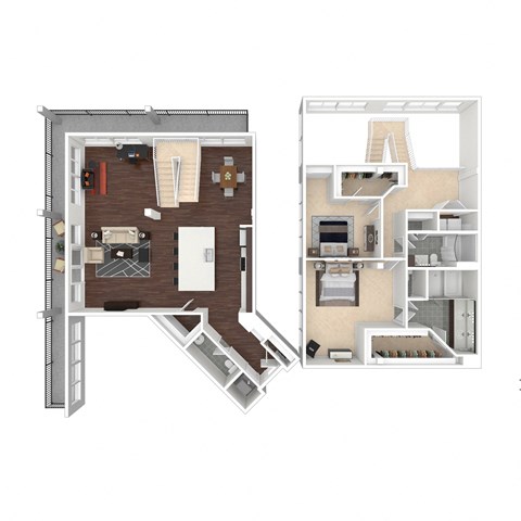 Floor plan for 2 beds, 2 baths, 2244 sqft