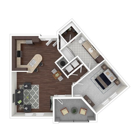 Floor plan for 1 bed, 1 bath, 865 sqft
