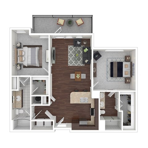 Floor plan for 2 beds, 2 baths, 1194 sqft