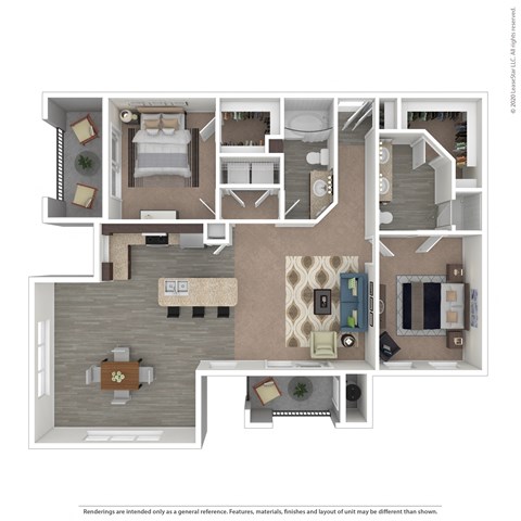 Floor plan for 2 beds, 2 baths, 1429 sqft