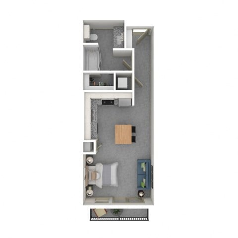 Floor plan for studio, 1 bath, 519 sqft