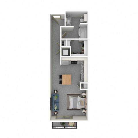 Floor plan for studio, 1 bath, 560 sqft