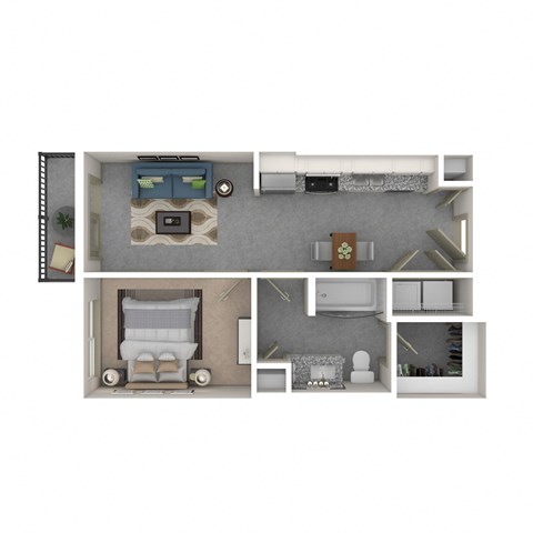 Floor plan for 1 bed, 1 bath, 555 sqft