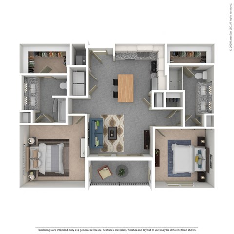 Floor plan for 2 beds, 2 baths, 1120 sqft