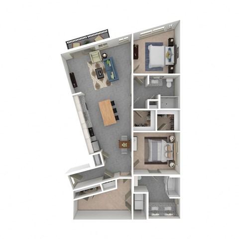 Floor plan for 2 beds, 2 baths, 1314 sqft