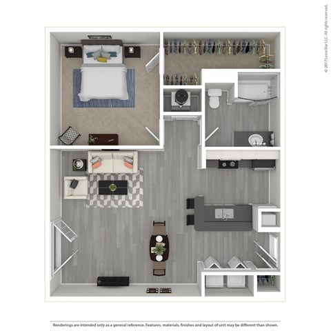 Floor plan for 1 bed, 1 bath, 896 sqft