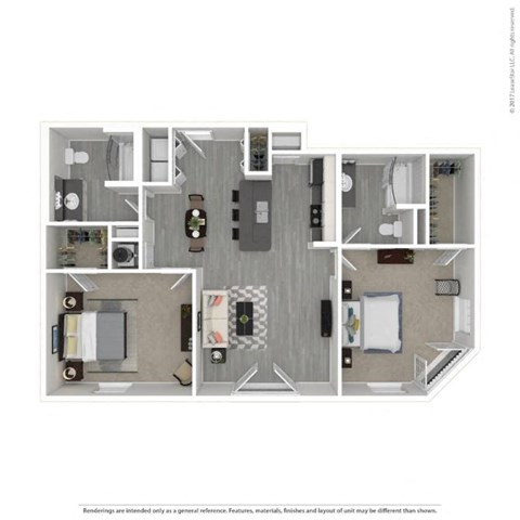 Floor plan for 2 beds, 2 baths, 1172 sqft