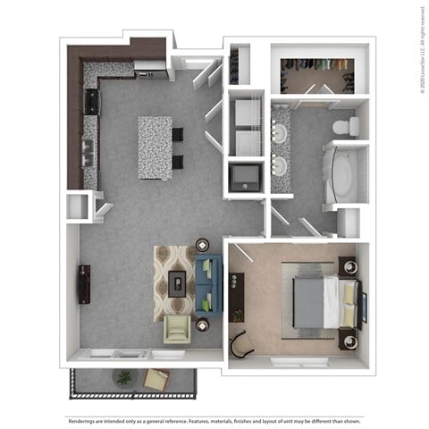 Floor plan for 1 bed, 1 bath, 812 sqft