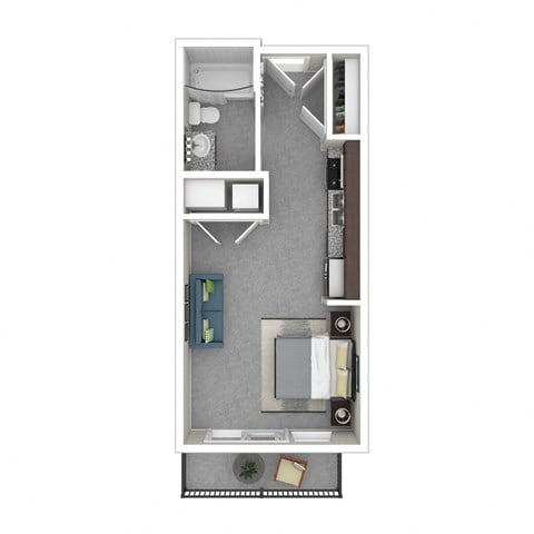 Floor plan for studio, 1 bath, 418 sqft