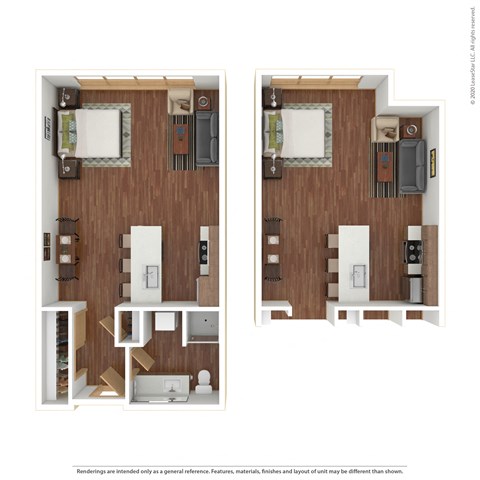 Floor plan for studio, 1 bath, 496 sqft