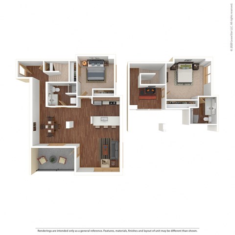 Floor plan for 2 beds, 2 baths, 1359 sqft