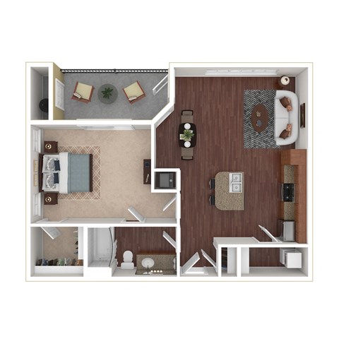 Floor plan for 1 bed, 1 bath, 791 sqft
