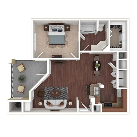 Floor plan for 1 bed, 1 bath, 812 sqft